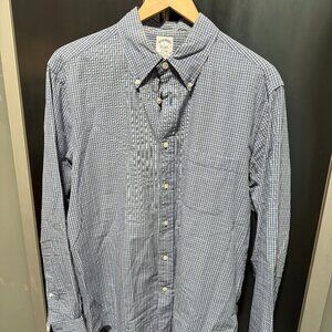 Brooks Brother blue check button-down shirt. Size L.